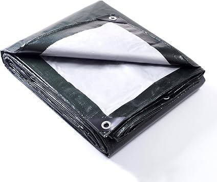 GUARD SHIELD Tarp 8x10 Feet Waterproof Green/Silver Tarps 8Mil Multi Purpose UV Resistant Cover for Outdoor,Camping,Tent,Boats