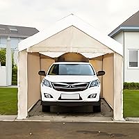 Vista 5 de Toldo para Coche Caravan Canopy para Mega Domain con Correas, Ideal para Almacenamiento en Garaje, Cubierta de Garaje Inflable, Color Café