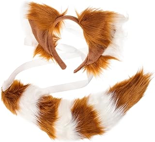 HAPINARY 1 Conjunto De Fantasias De Halloween Tiaras Acessórios De Cabelo Orelhas De Animais E Cauda De Animais Tiara Acessórios De Raposa Faixa De Cabelo De Raposa Rabo Peludo Arnês