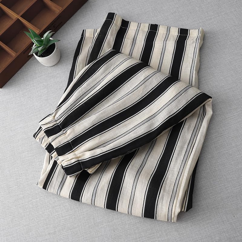 Summer Artistic Striped Linen Casual Pants for Women3