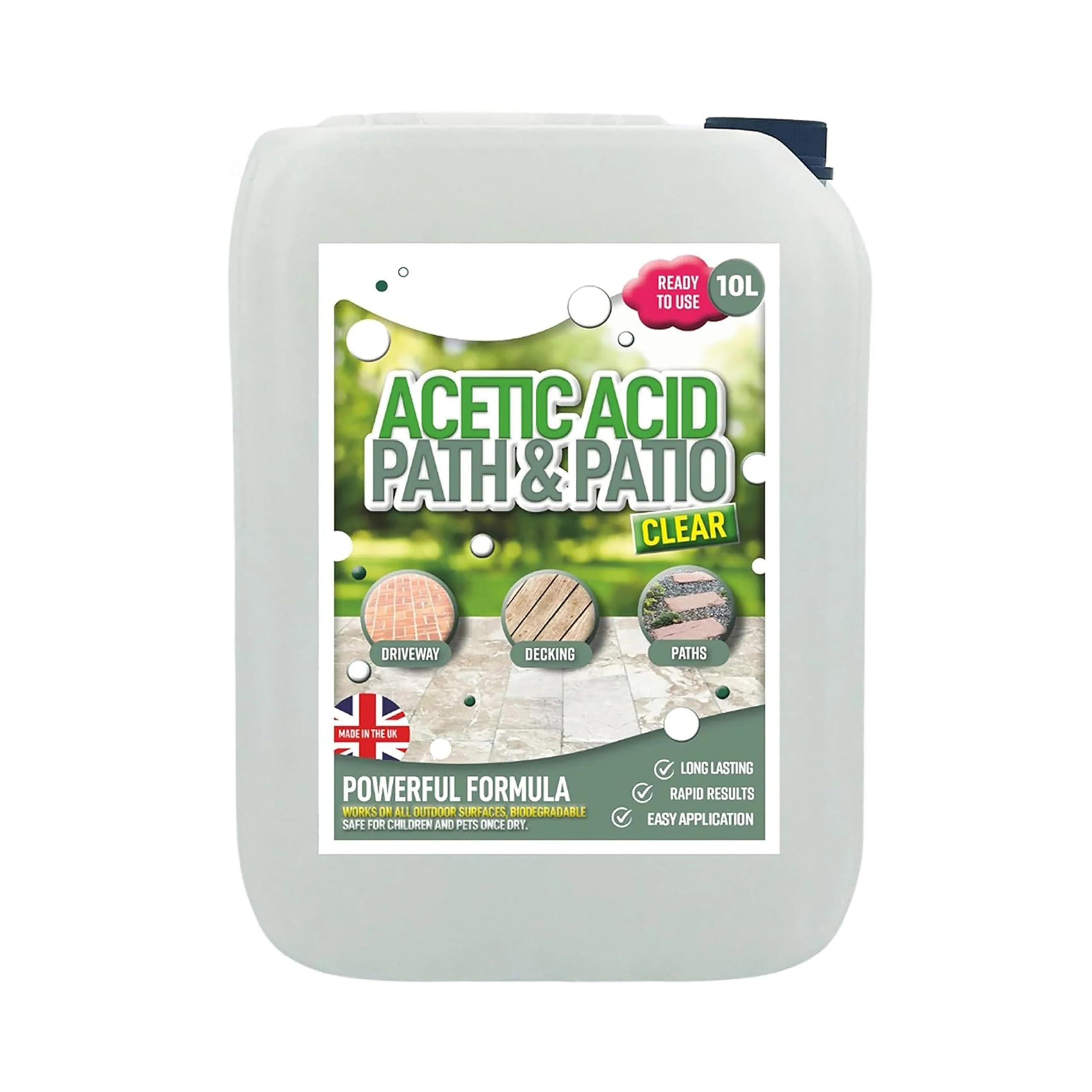 Garden Acetic Acid Vinegar Organic Concentrated Outdoor Cleaner - Spray & Leave Garden, Patio & Driveway Cleaning (10 L (Pack of 1))