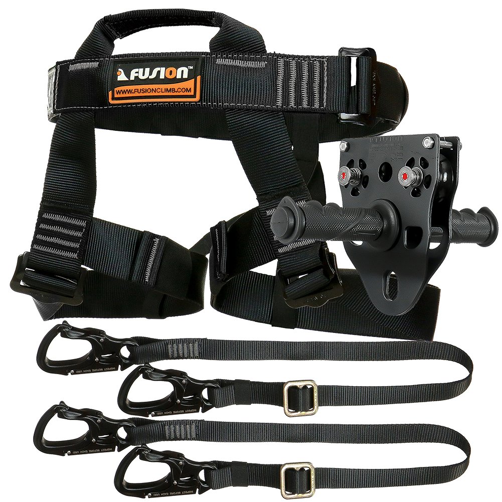 Fusion Climb Tactical Edition Adults Commercial Zip Line Kit Harness/Dual Lanyard/Trolley Bundle FTK-A-HLLT-12