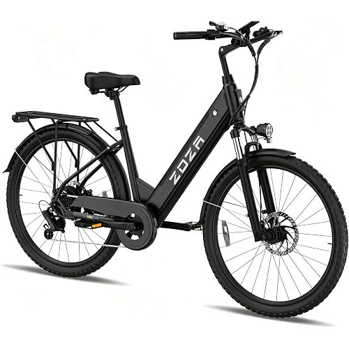 ZDZA Electric Bike for Adults, 1000W Peak Motor, 60 Miles 22Mph Electric Bike, 26" Commuter E Bikes with 48V 10.4Ah Removable Battery, Step-Thru Ebike, Adjustable Stem, 7-Speed & Front Suspension