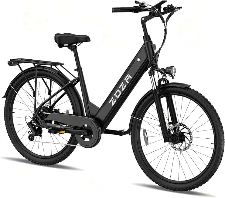 ZDZA Electric Bike for Adults, 1000W Peak Motor, 60 Miles 22Mph Electric Bike, 26" Commuter E Bikes with 48V 10.4Ah Removable Battery, Step-Thru Ebike, Adjustable Stem, 7-Speed & Front Suspension