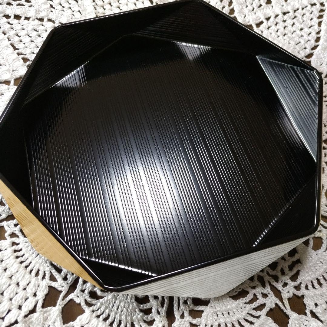 Amazon.co.jp: 山田平安堂 黒金銀ダイヤ鉢 六角盆 宮内庁御用達