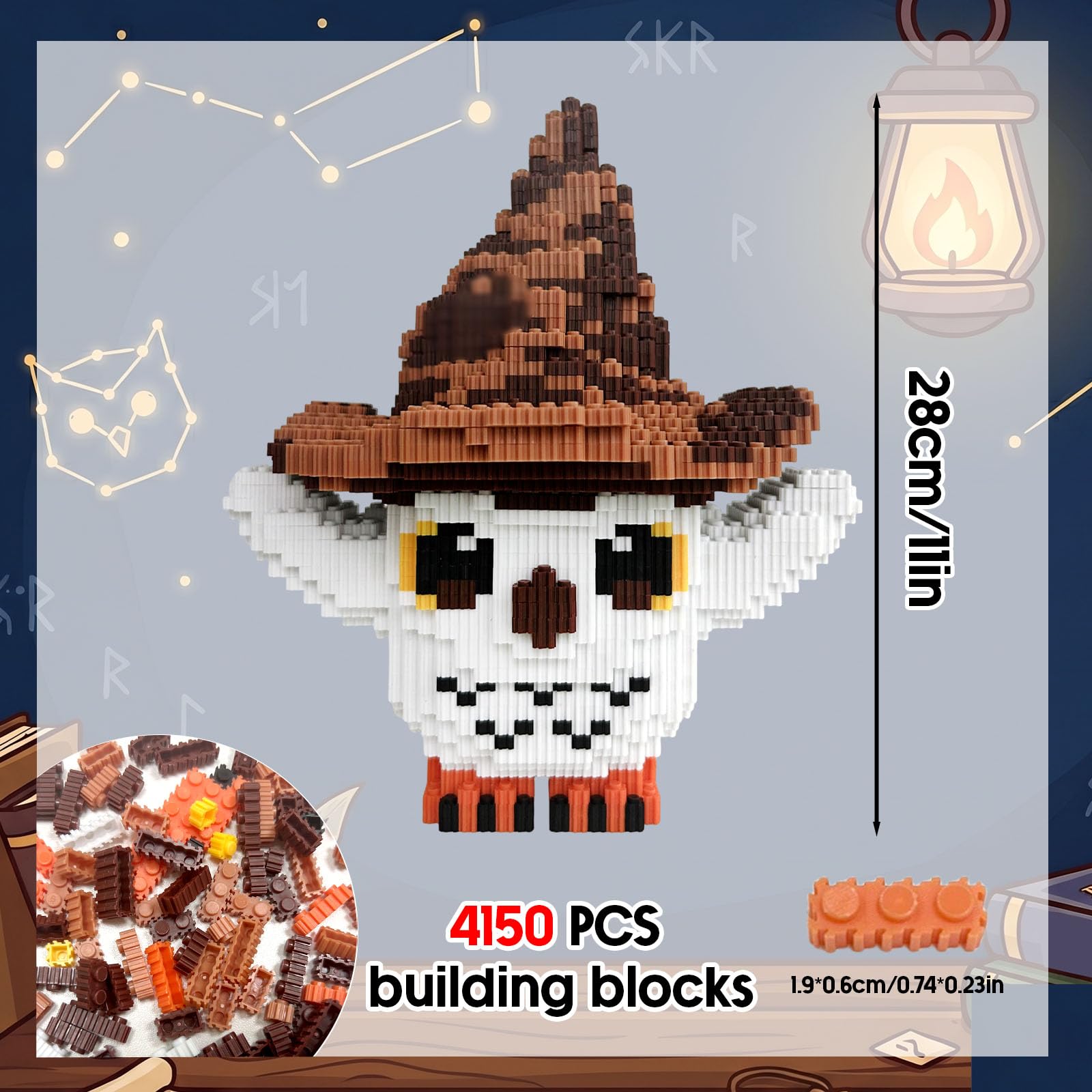 Juego de Bloques de Construcción, 4150 PCS Wizard World Owl DIY Building Blocks, 28 CM Animales Ladrillos,Juguetes de Construcción Búho, Regalos para Adultos, Familia, Amigo