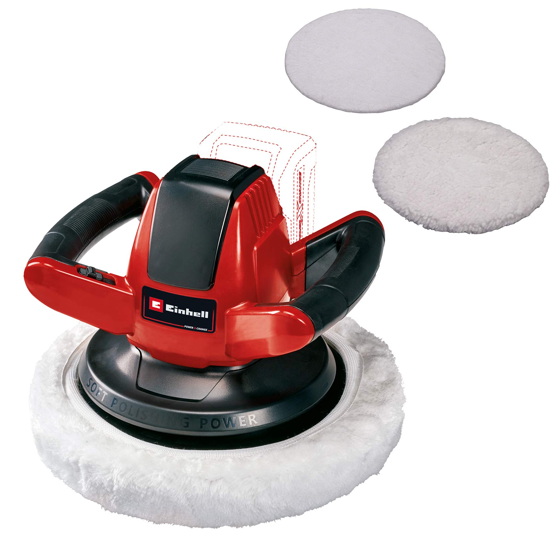 Einhell Pulidora para Coches CE-CB 18/254 Li - Solo 2500 RPM + Kit con Cargador y batería de Repuesto de 18 V, 2,5 Ah, 0 W, 21 V, Negro, Rojo, 4.0, Tiempo de Carga: 60 Minutos