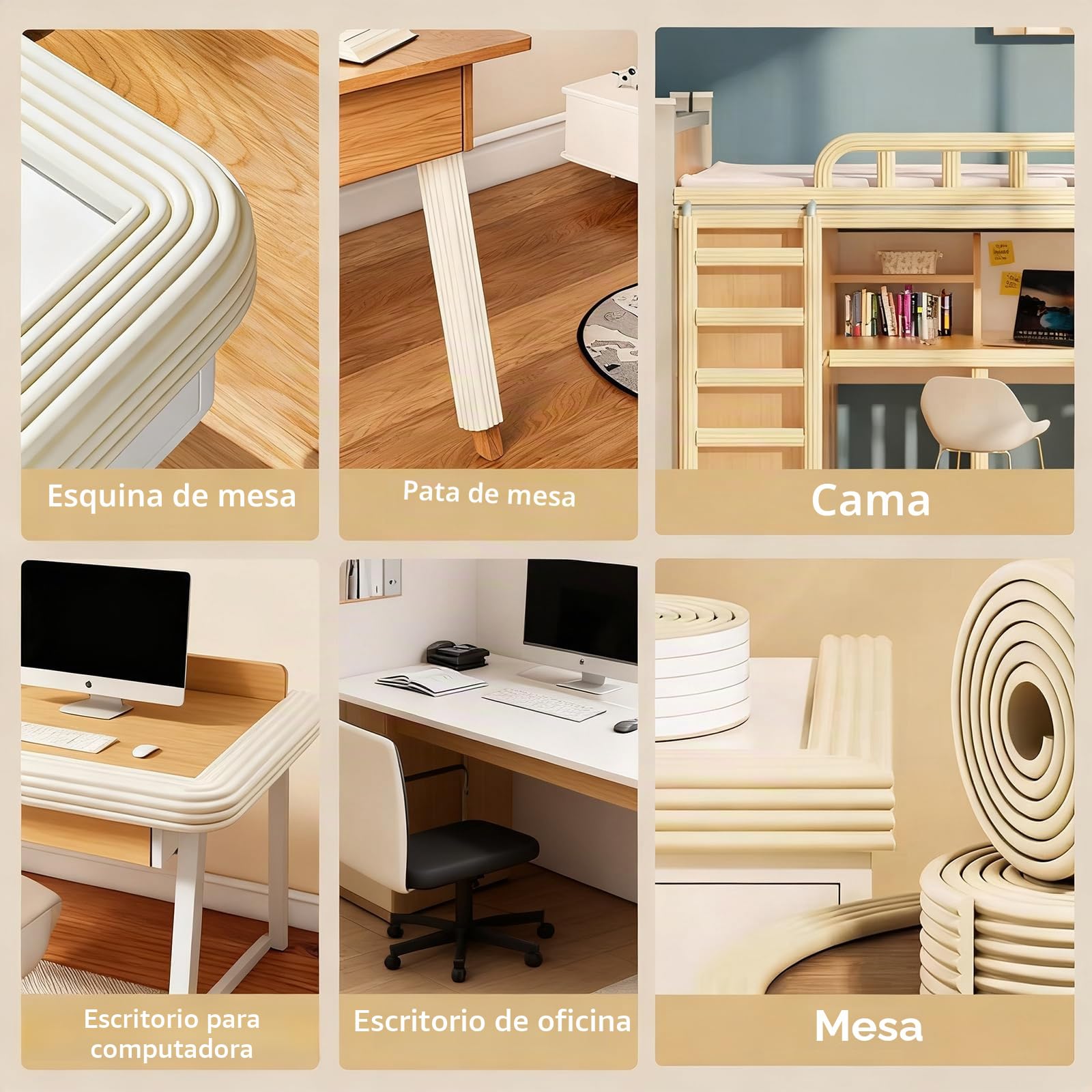 Protector de Bordes de Espuma para bebé, protección de Cantos de Mesa, Esquinas, protección de Cantos autoadhesiva para niños, Cama, alféizar de Ventana y Escritorio, Muebles (Blanco, 2M X 8CM)