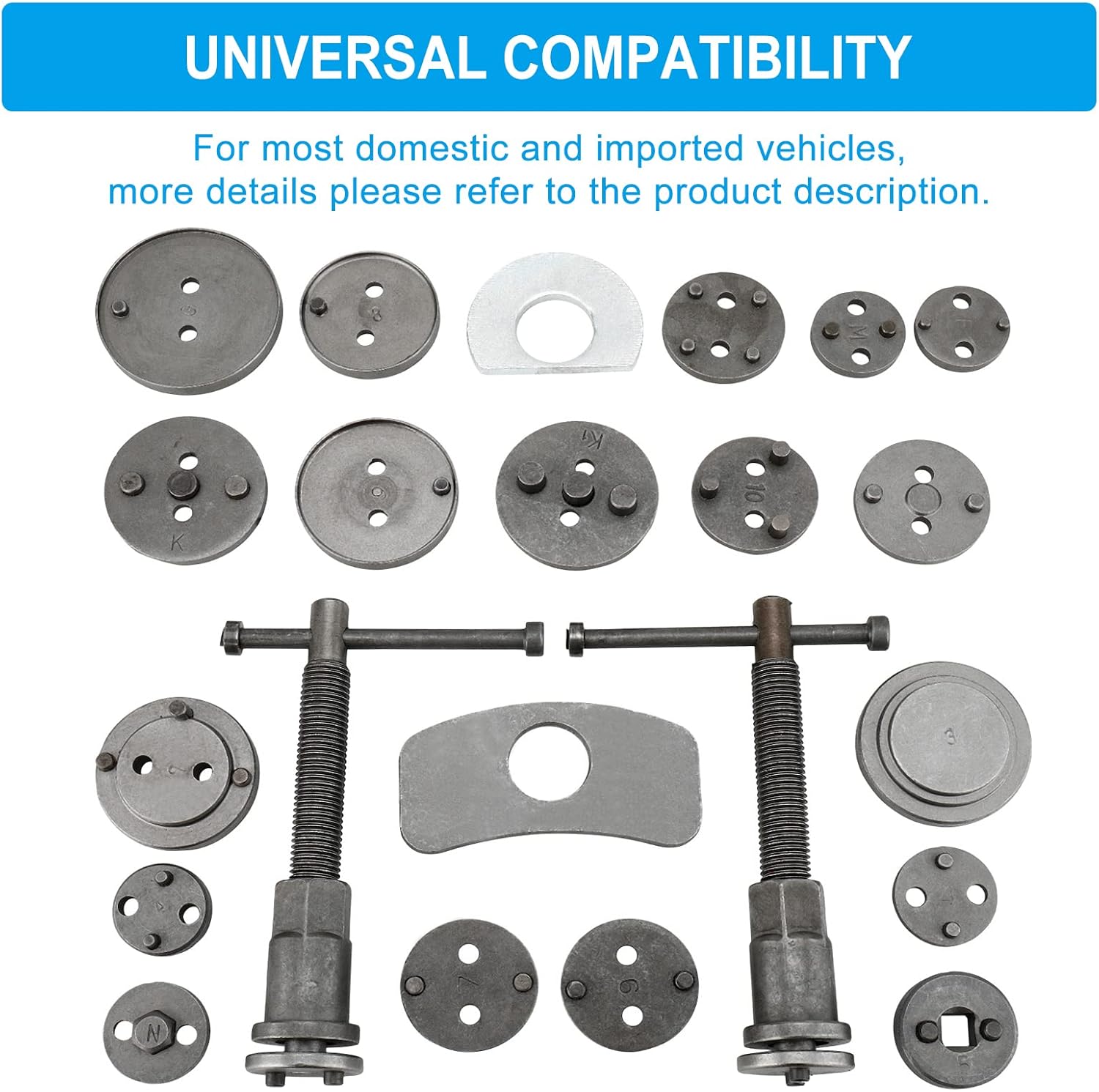 8MILELAKE 24pcs Disc Brake Caliper Compression Wind Back Tool Kit, Heavy Duty Brake Piston Caliper Compression Tool Set for Brake Pad Replacement : Automotive