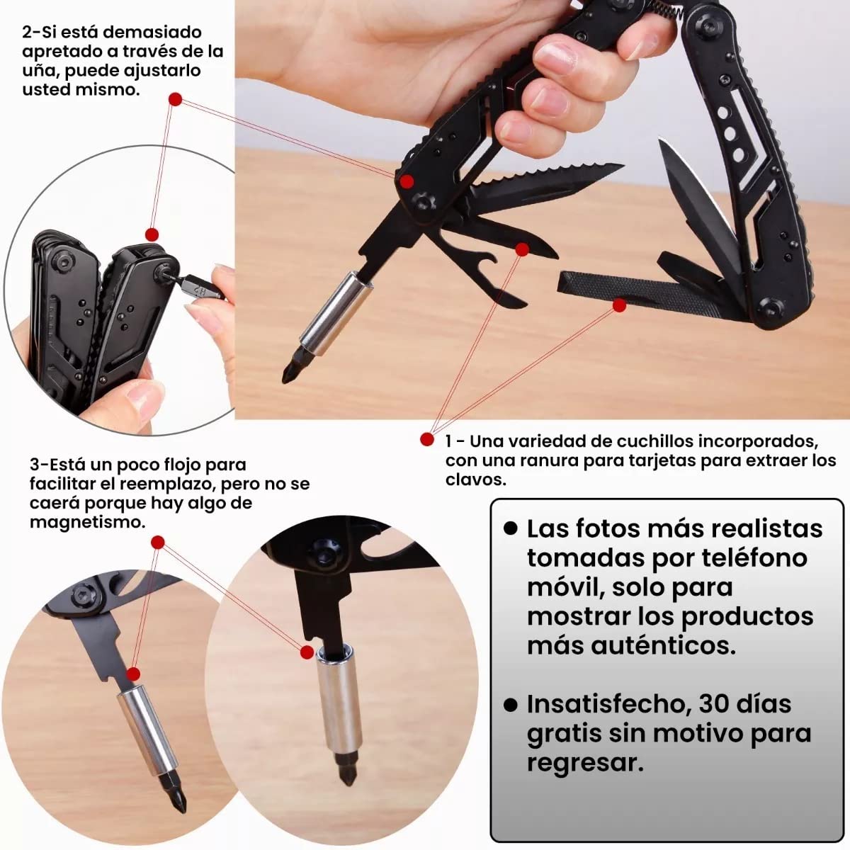 Herramienta Múltiple 15 En 1, Multiherramienta Multiusos De Acero Inoxidable,Multifunción Cuchillo De Plegado Herramienta Multiusos De Camping Para Abrir Vino Camping Al Aire Libre