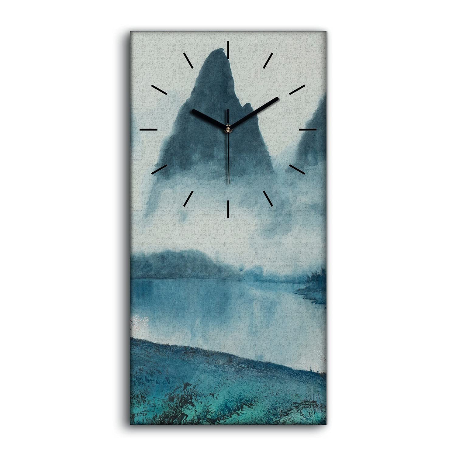 Horloge sur Toile 30x60cm Image de Montagnes Décoration Salon