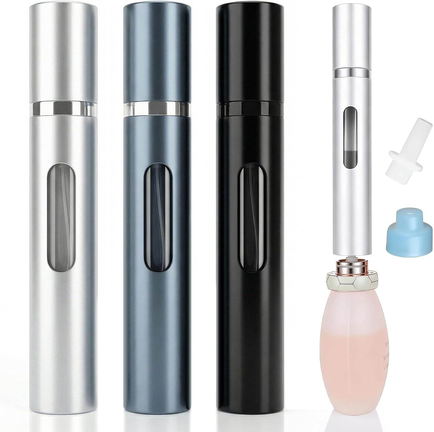 3PCS 10ml Perfume Atomizer Travel Refillable, Portable travel perfume bottle refillable, Bottom-Filling Fragrances Perfumes Bottle, Mini Cologne Dispenser, Sprayer, Perfect Travel Size Essentials
