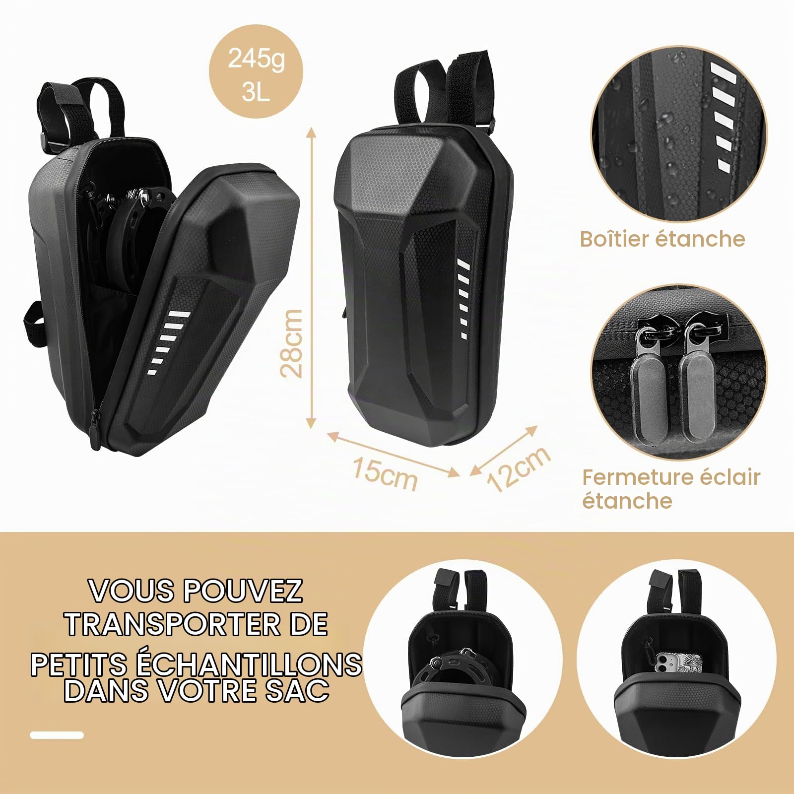 Antivol Trotinette Electrique 8 mm, Cadenas Trotinette Électrique, Cadenas Velo avec 3 Clés et 3L Sac Etanche, Chaînes Antivol Menotte avec Housse de Protection en Silicone