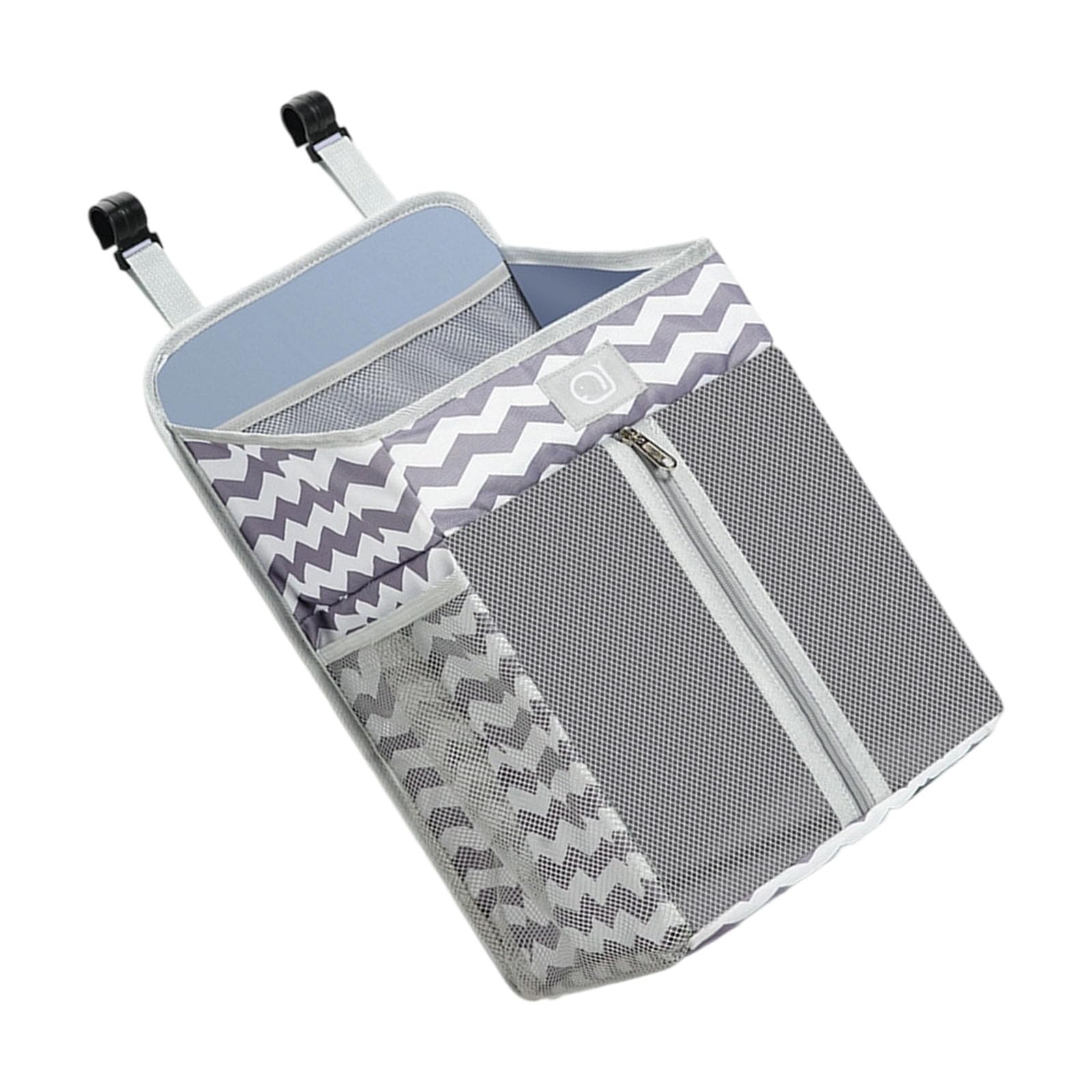 Limtula Bedsides Multiple Compartment Organizers with Zippered Diaper Area Washable Oxford Cloth Hanging Storage Solution Nursery Organizers for Cribs