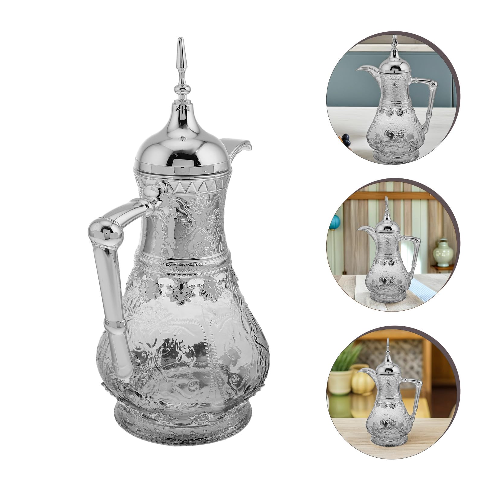 jojofuny Vintage Wasserkrug Glas 1,6l mit Deckel Nahost Design für Kalte Getränke Saft Eistee Karaffe