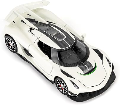 1/32 Scale Alloy Model Super Car, Zinc Alloy Car Toy with Simulated Sound & Light, Pull Back Diecast Toy Model Vehicle for Adults Kids white
