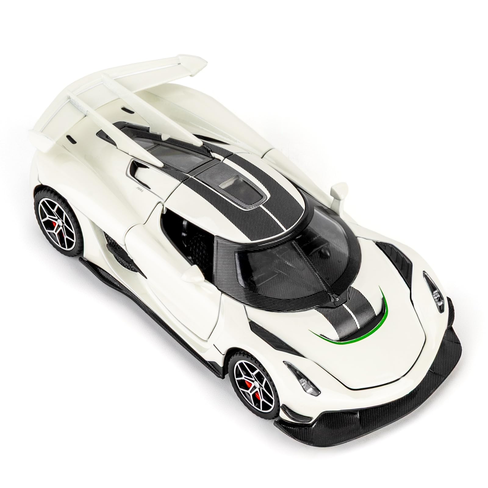 BGHSCA 1/32 Scale Alloy Model Super Car, Zinc Alloy Car Toy with Simulated Sound & Light, Pull Back Diecast Toy Model Vehicle for Adults Kids white