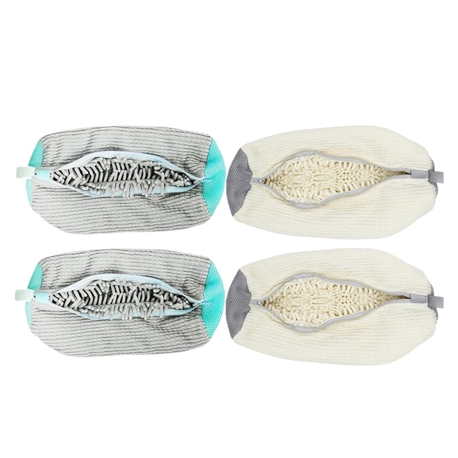 Kompatibel mit Schuhen, Waschbeutel, Wäsche, gepolsterter Schuhschutz, flauschige Fasern, Polyester, maschinenwaschbar, Organizer(4PC-Grey White)