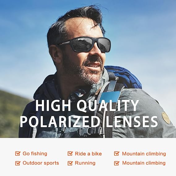 Charm Foot suoso Polarized Sports Sunglasses for Men: UV400 Protection Goggles Womens Wrap Around Glasses for Driving Fishing