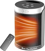 AUBKN 1500W PTC Ceramic Space Heater with Thermostat, Remote, 12H Timer - Portable Fast Safe Heat for Bedroom Office Home