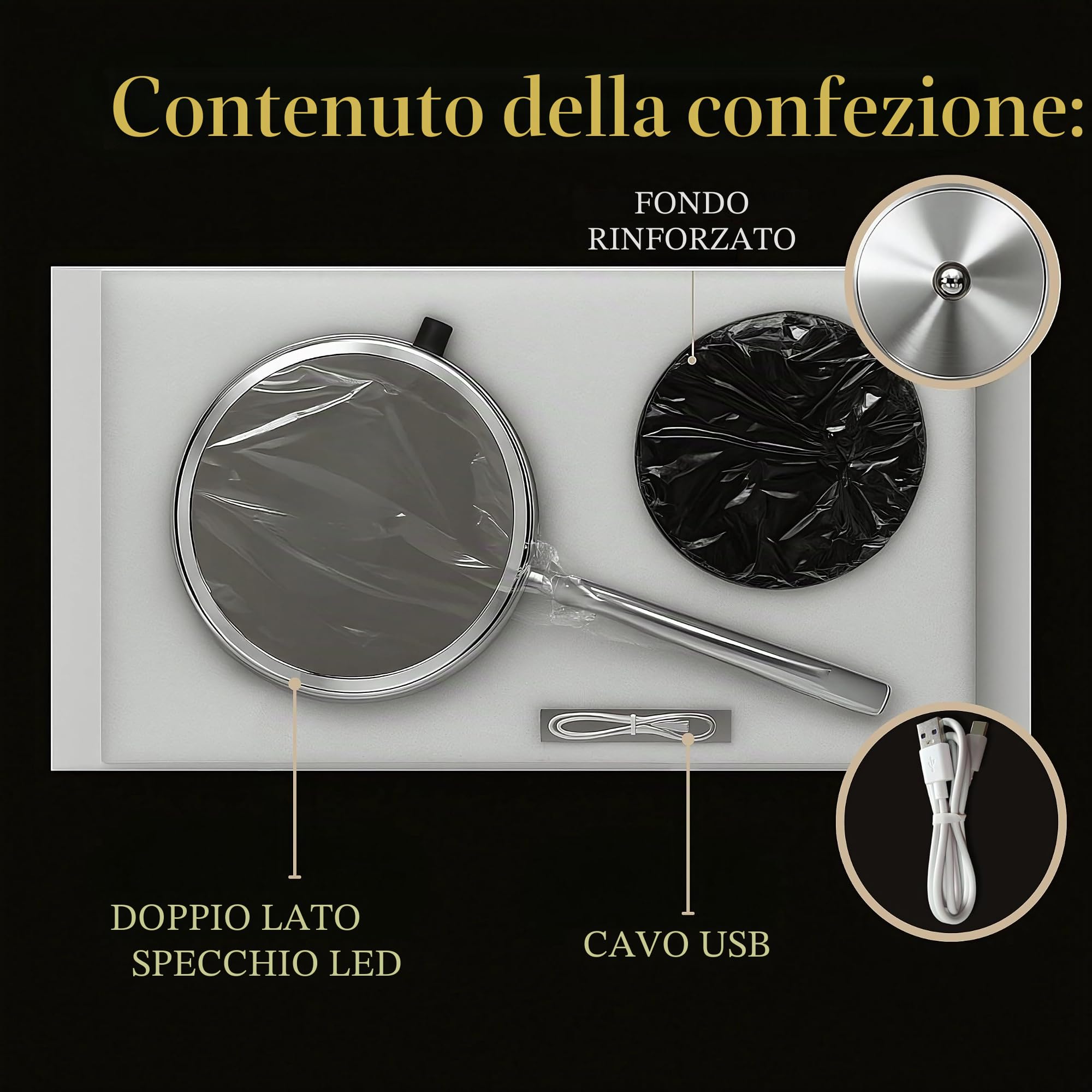 MIRRORVANA Specchio ingranditore illuminato 20X/1X su supporto (cromato)