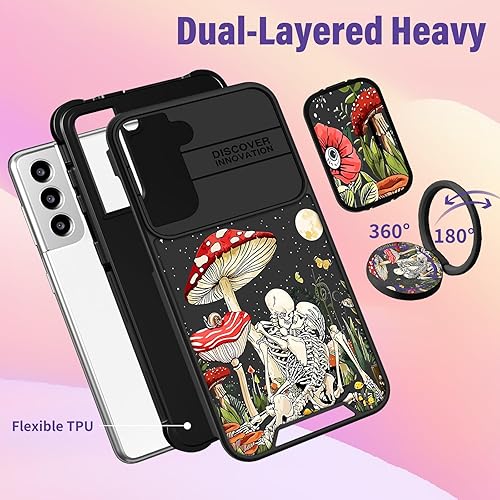 Miniatura 5 de Funda 2 en 1 para Samsung Galaxy S21 para mujeres, linda funda de teléfono para niñas, diseño gótico de esqueleto, divertido, espeluznante, horror,