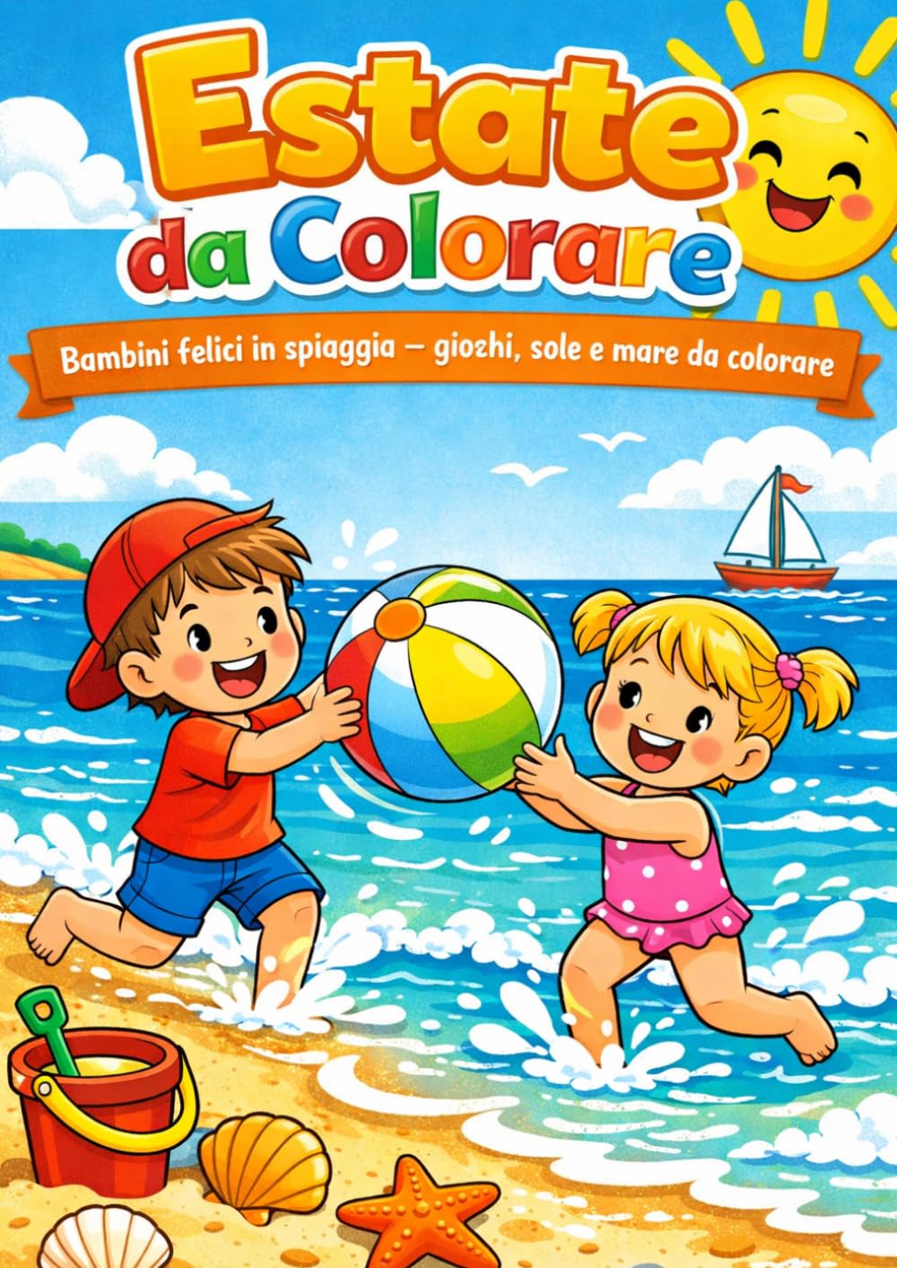 Estate da Colorare: Bambini felici in spiaggia – giochi, sole e mare da colorare (Colora, Impara e Divertiti)