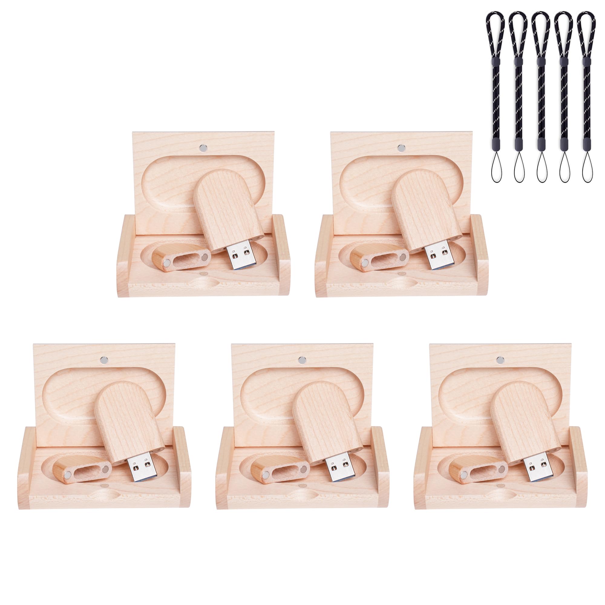 5-pak drewniany pendrive pamięć USB pamięć stick z drewnianym pudełkiem 3.0 USB 128 GB
