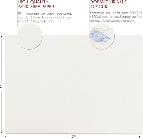 Miniatura 4 de Tarjetas de acuarela en blanco con sobres no plegados, paquete de 30: 30 postales y 30 sobres de 5 x 7 pulgadas, postales de acuarela de 300 GSM,