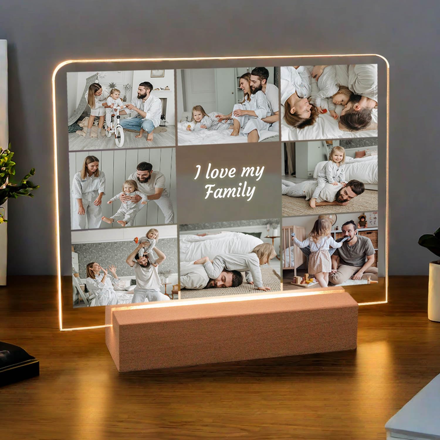 Personalised Birthday Gifts for Women & Men, Customised Photo Frames with Night Light, Personalised Acrylic Plaque, Personalised Couples Gifts for Anniversary, Birthday, Christmas