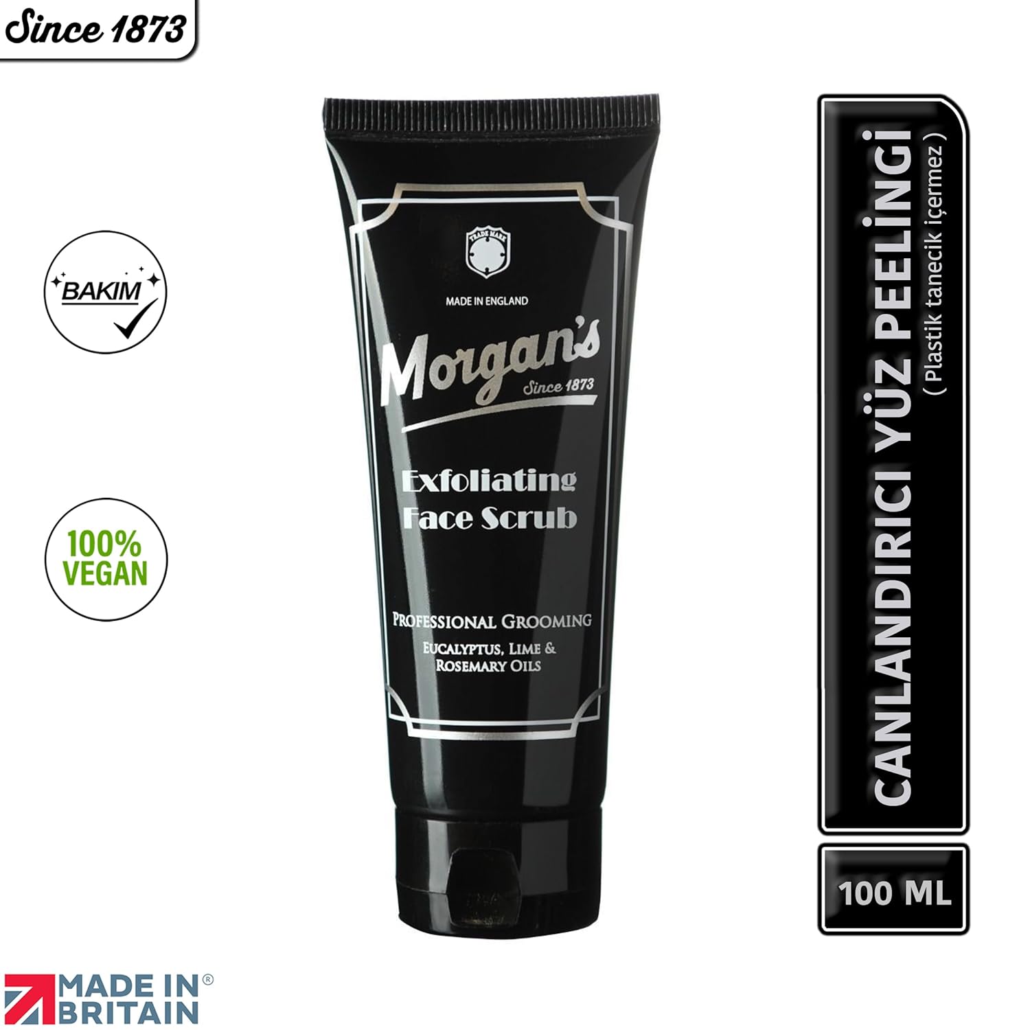 Morgan's Pomade Exfoliating Face Scrub, Gently Exfoliates, Unclogs Pores and Removes Dead Skin Cells with Eucalyptus, Lime & Rosemary Oils 3.5 Fl Oz