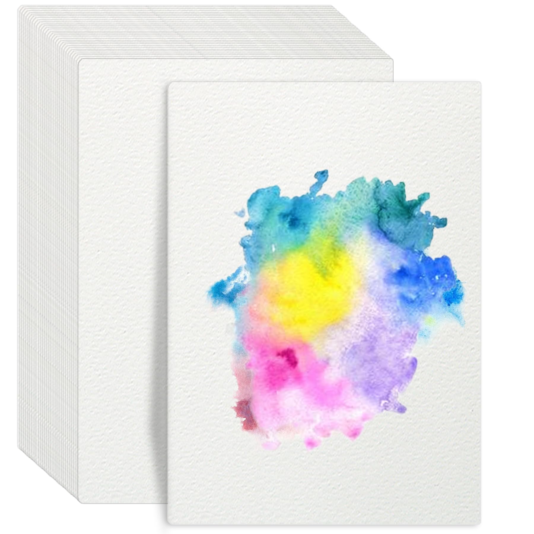 A5 Watercolour Paper Bulk 120 Sheets, 140lb/300GSM Cotton Cold Press Water Colour Paper Block for Adults Artists Drawing Painting, White, 14.8 x 21cm