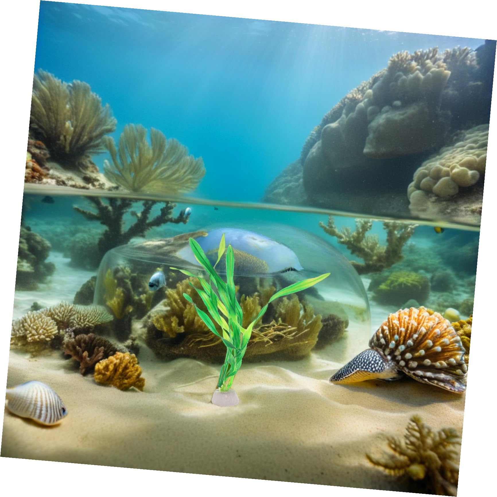 30 Piezas Plantas de Acuario Artificiales Verdes de 20 CM, 30 Piezas Base Pesada, Decoración Paisajística para Peceras y Acuarios, Accesorio Decorativo de Plástico para Mascotas