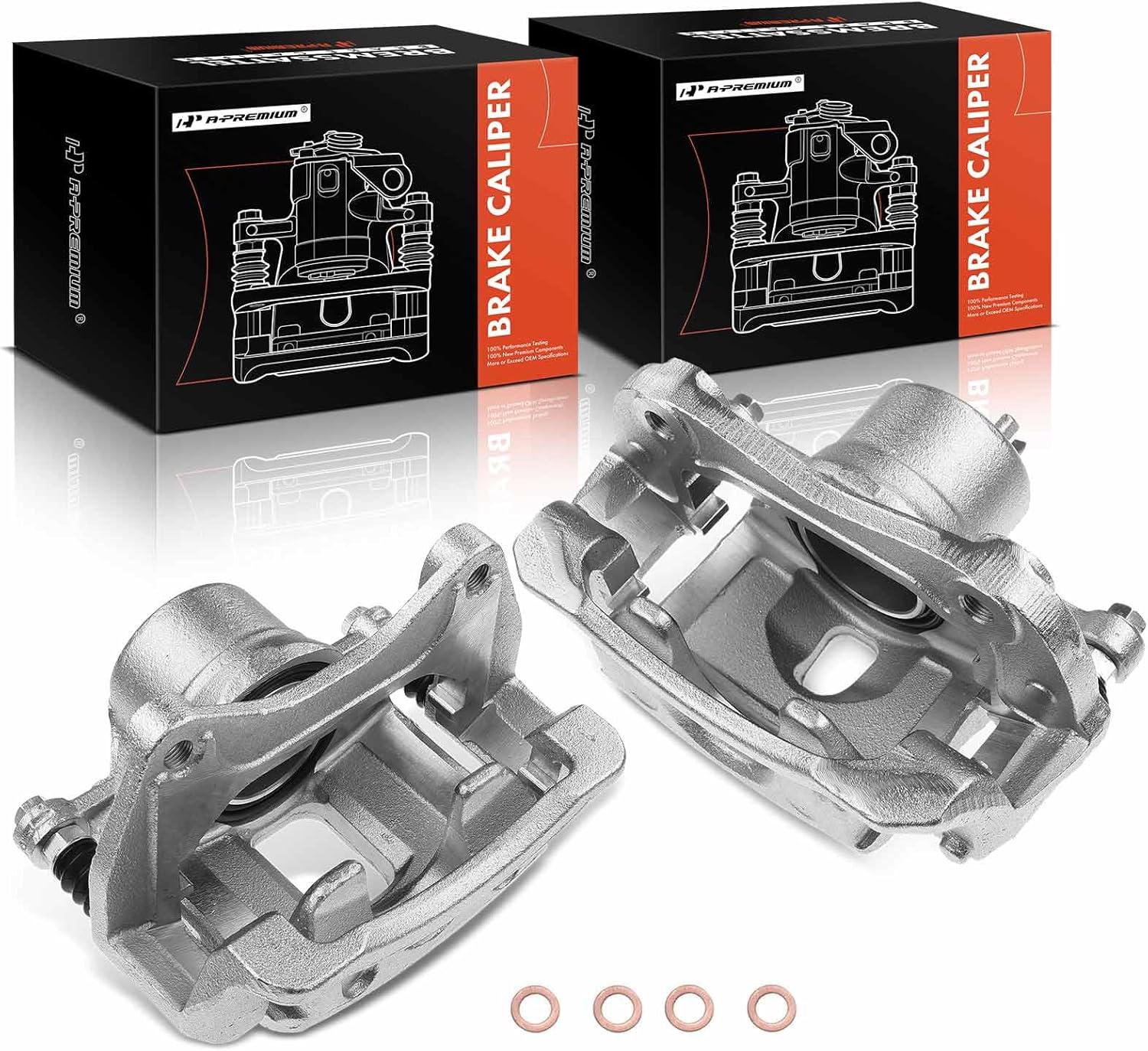A-Premium Disc Brake Caliper Assembly with Bracket Compatible with Select Kia Models - Soul 2014 2015 2016 2017 2018 2019, L4 1.6L/L4 2.0L - Front Driver and Passenger Side, 2-PC Set