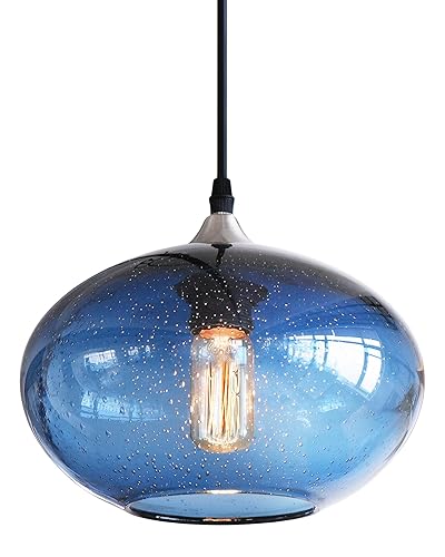 ARIAMOTION Pendant Lighting for Kitchen Island Blue Glass Modern Hanging