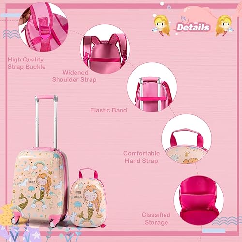 Miniatura 8 de HONEY JOY 2 piezas de equipaje de mano para niños, Mermaid, S, Viajar
