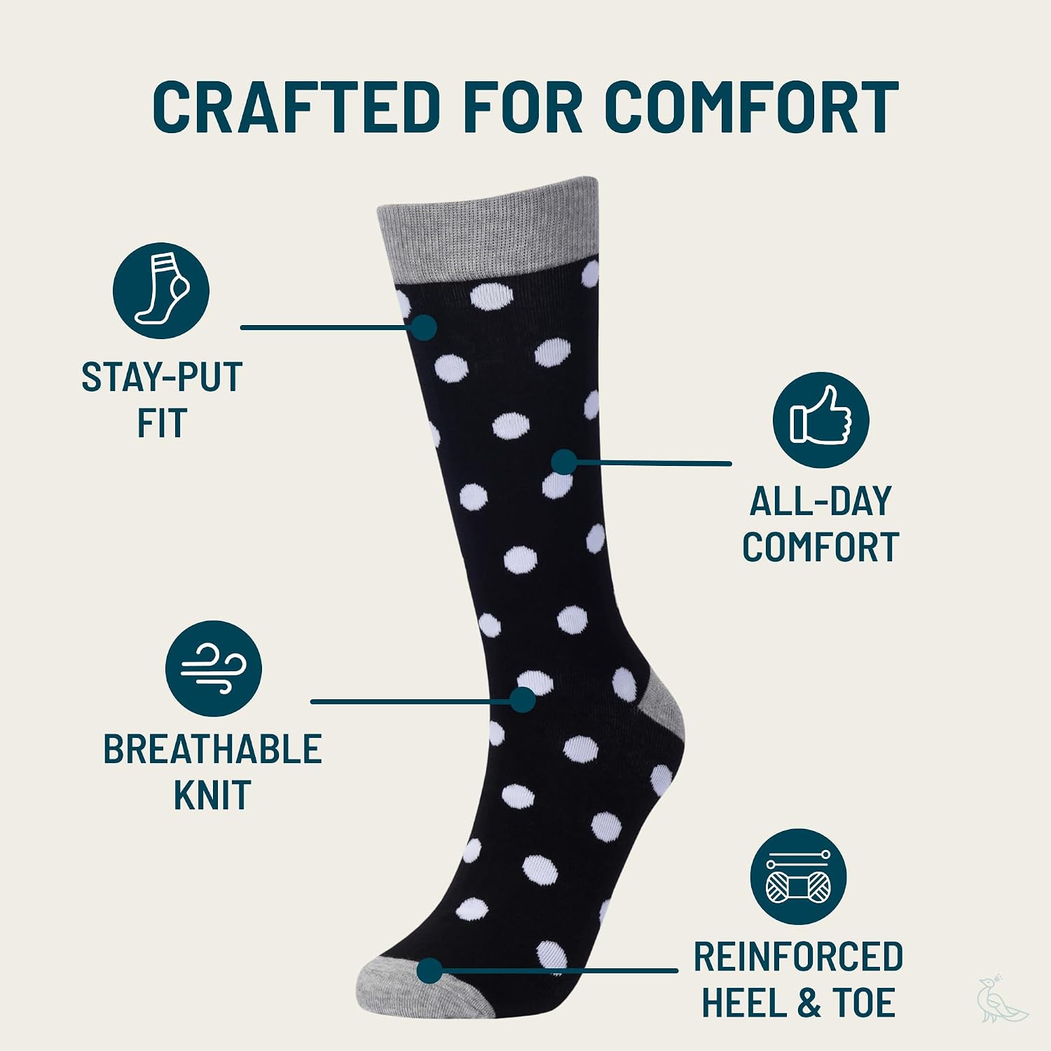 No Cold Feet Men’s Neutral Dress Socks – Classic Soft Crew Dress Socks, All-Day Comfort for Work, Business or Weddings