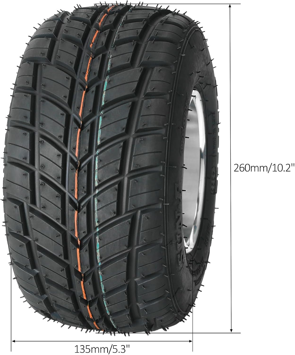10x4.50-5 Go Kart Front Wheel Set, Tubeless Racing Tire on Rim with 3 Stud Hubs, 4-Ply Rain Road Tire for Go Karts, ATVs, Mini Bikes, Drift Trikes, Golf Carts