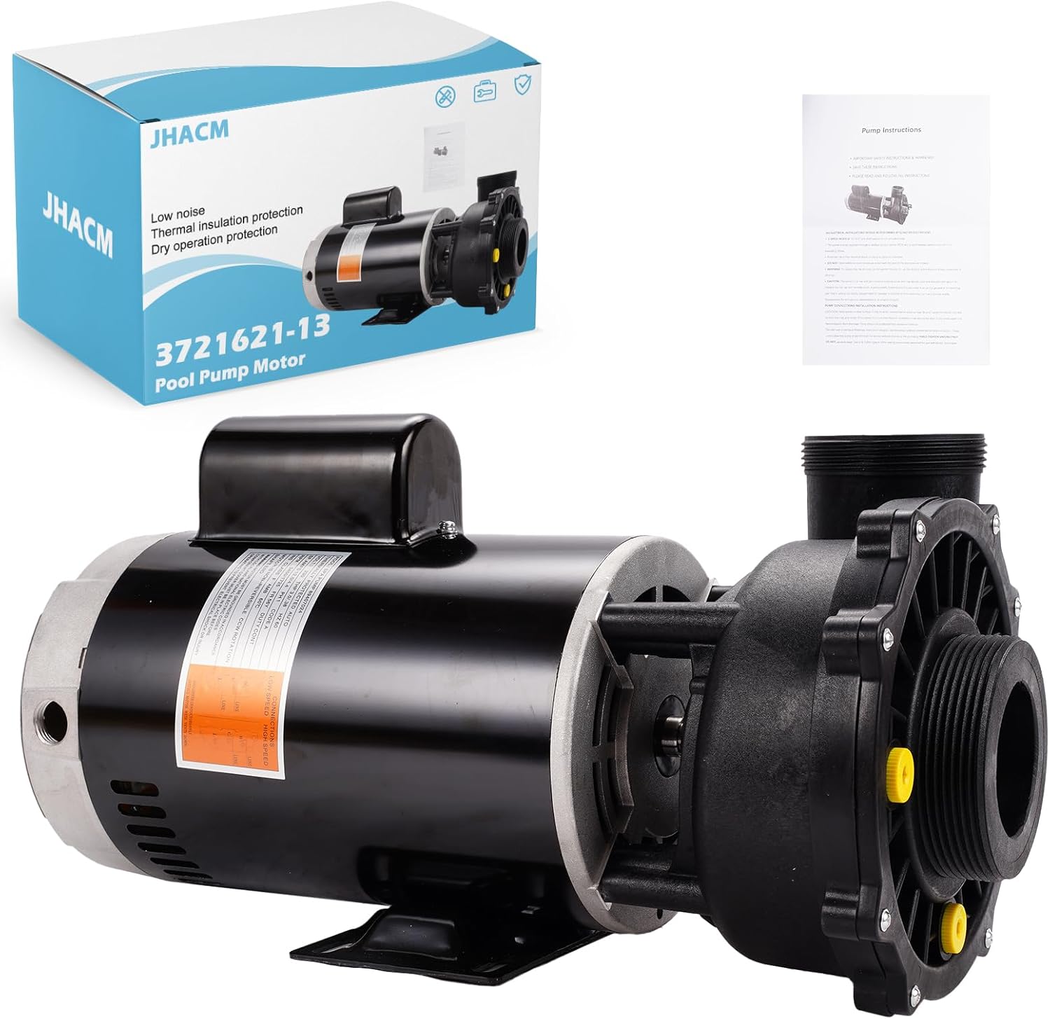 USQ1252 2.5HP Pool Pump Motor Compatible with Century A.O. Smith Hayward Super Pump、Super II、Max - flo、Hayward Northstar Pump Round Flange Pool Motor Single Speed 48Y Frame, 230V