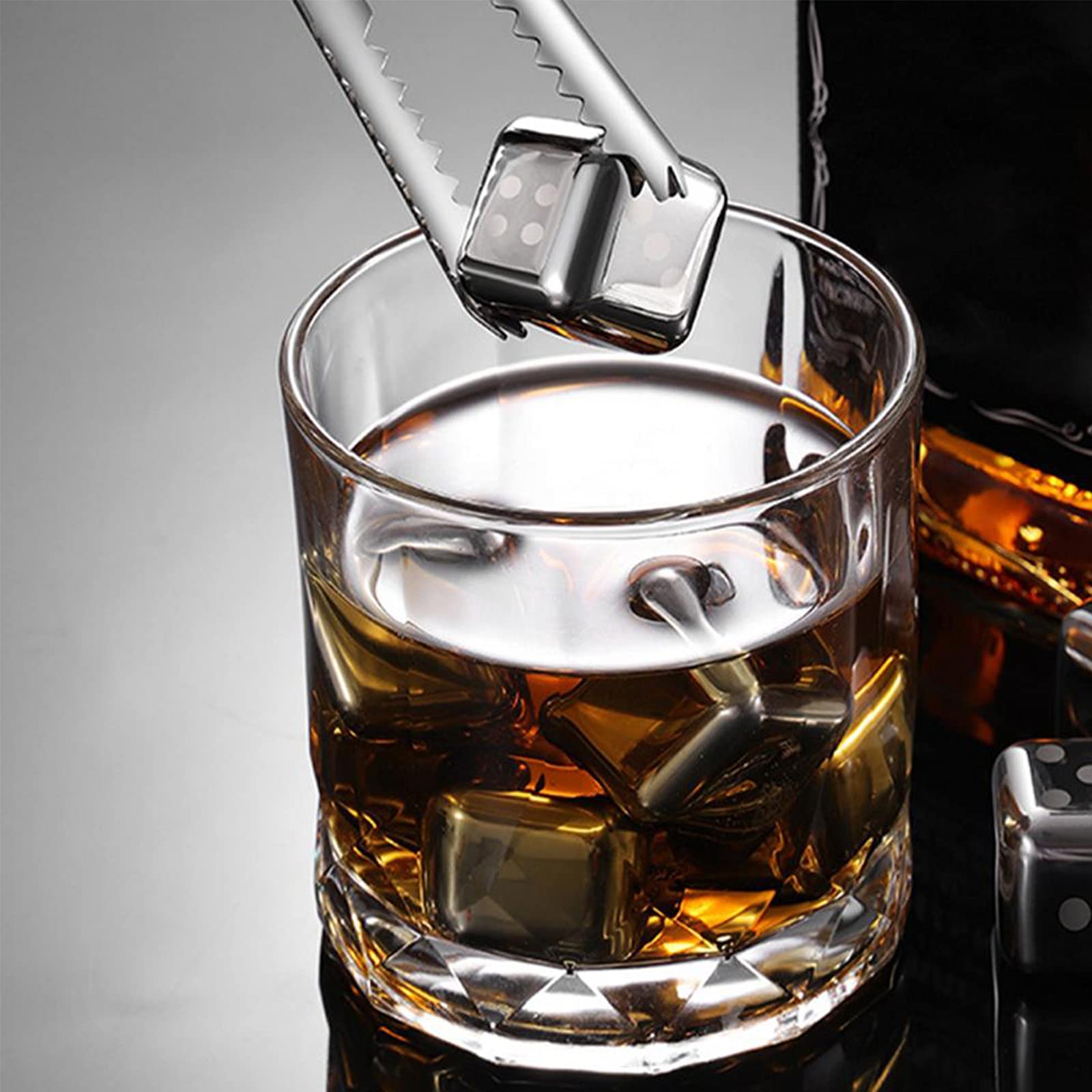 6 Piezas Whisky Chilling Stones Cubitos de Hielo Anti-deformación Reutilizable Acero Inoxidable Congelado Rápido Cerveza Fría Bar Suministros de Cocina,Blank