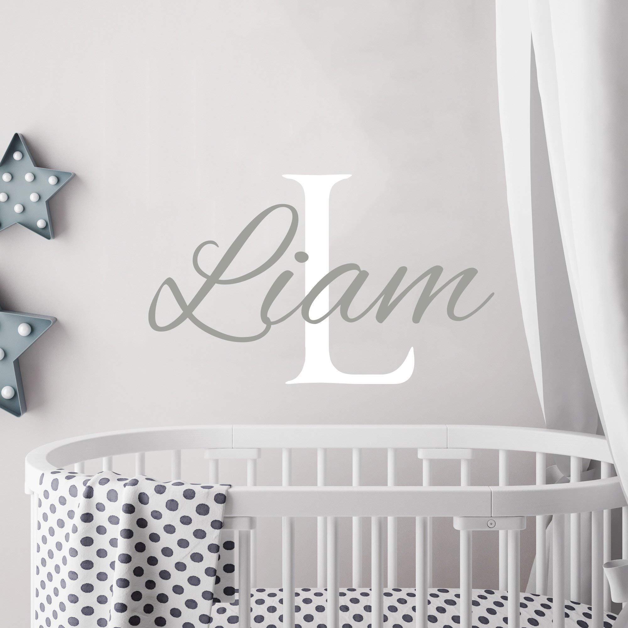 Personalized Boy Name Wall Decal Initial Boys Name Decals Nursery Decor Baby Boy Wall Decal Name Decal Boys Room Decor Custom Name Sticker kp8
