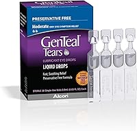 GenTeal Tears Moderate Lubricant Eye Drops - Preservative-Free Single-Use Vials for Dry Eye Relief, 36 Count
