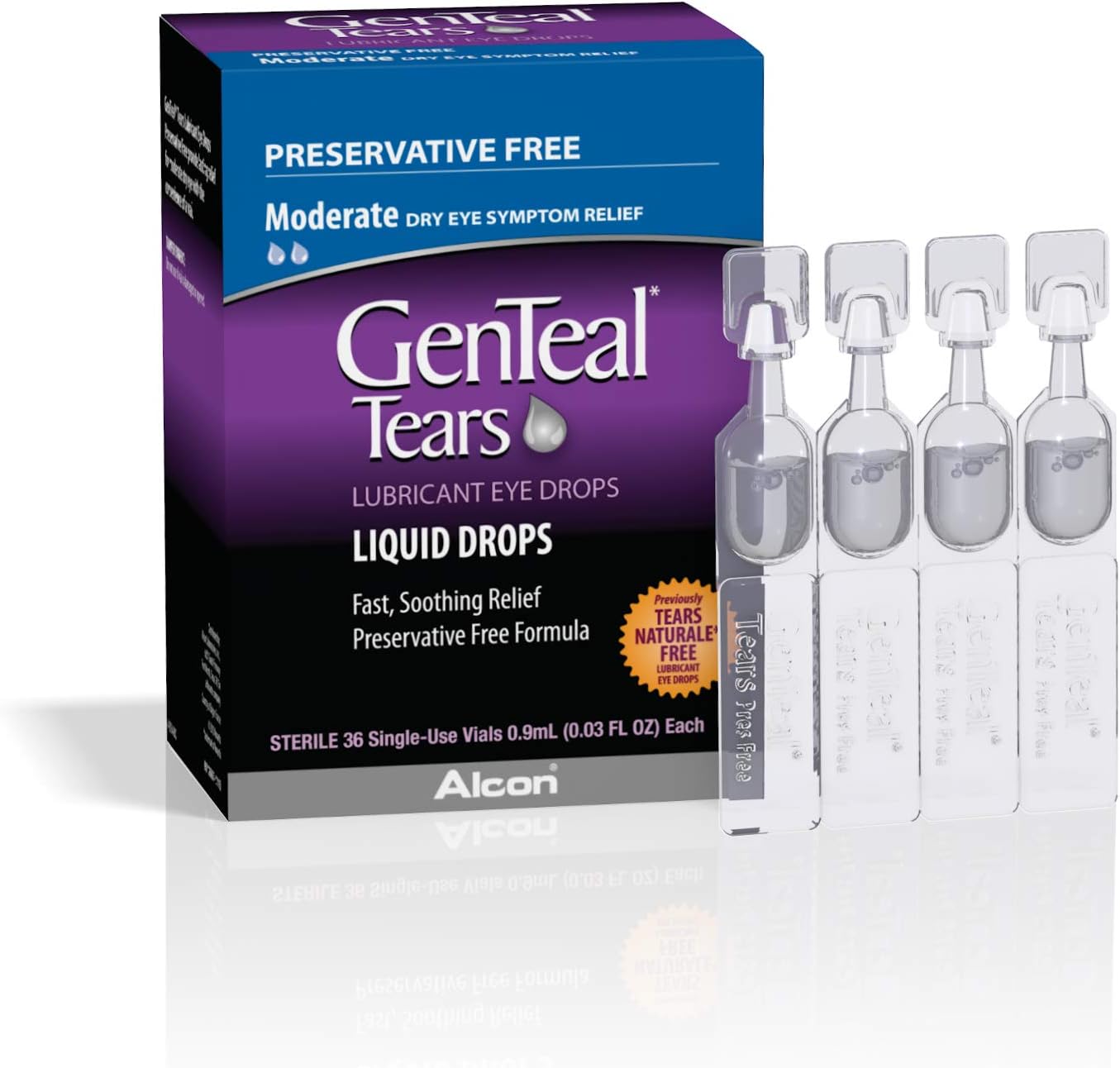 Tears Lubricant Eye Drops, Moderate Liquid Drops, SingleUse Vials,1 pack of 36 ct , 0.03 Fl Oz