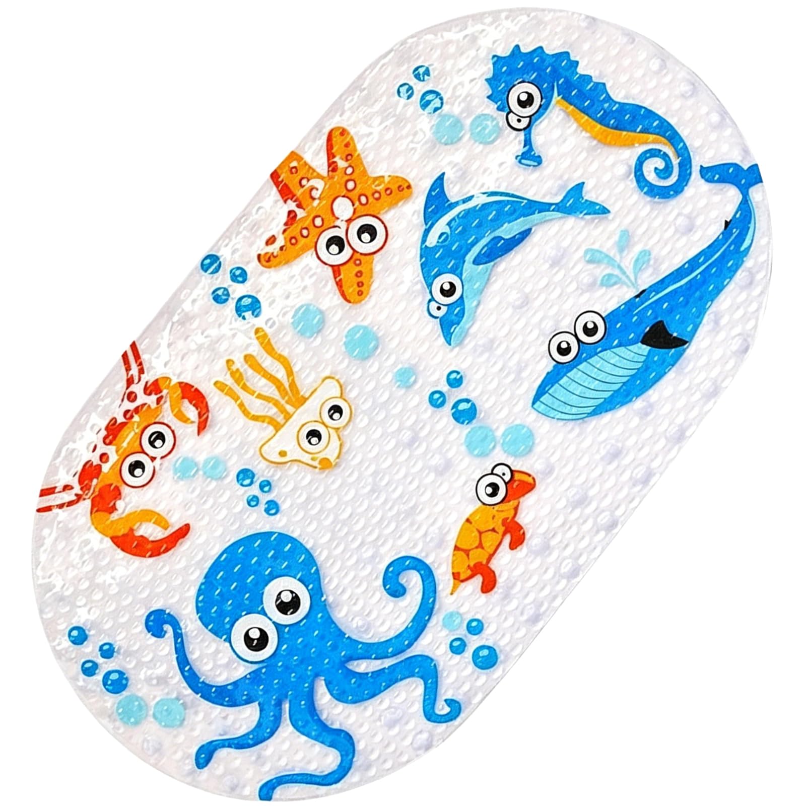 Anti-Slip Mildew Resistant Bath Mat, Oval 38 x 70cm Shower Pad, Suitable for Infant and Toddler Bathroom Use