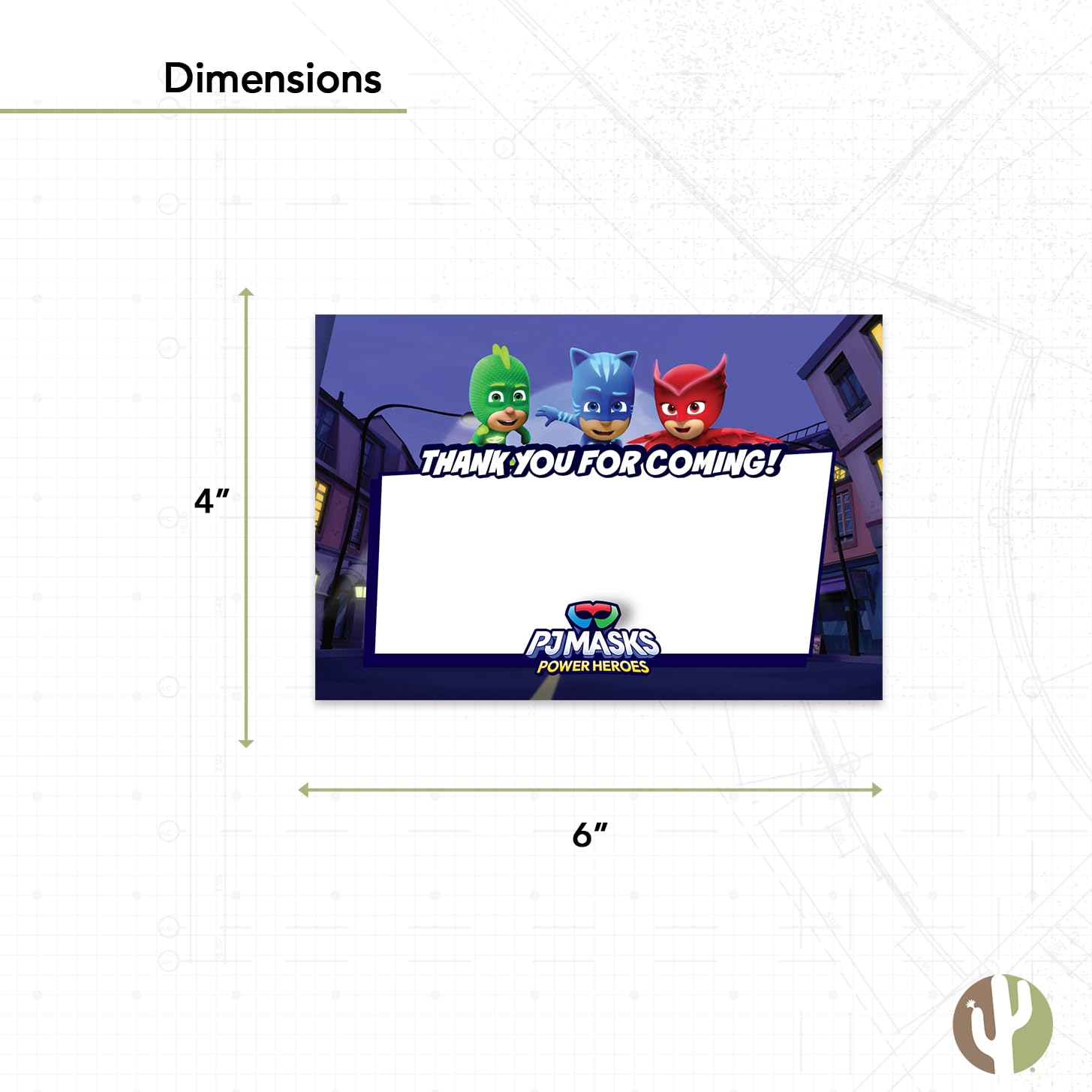 Desert Cactus PJ Masks Einladungskarten – 10 Stück Mit Umschlägen Für Kindergeburtstag