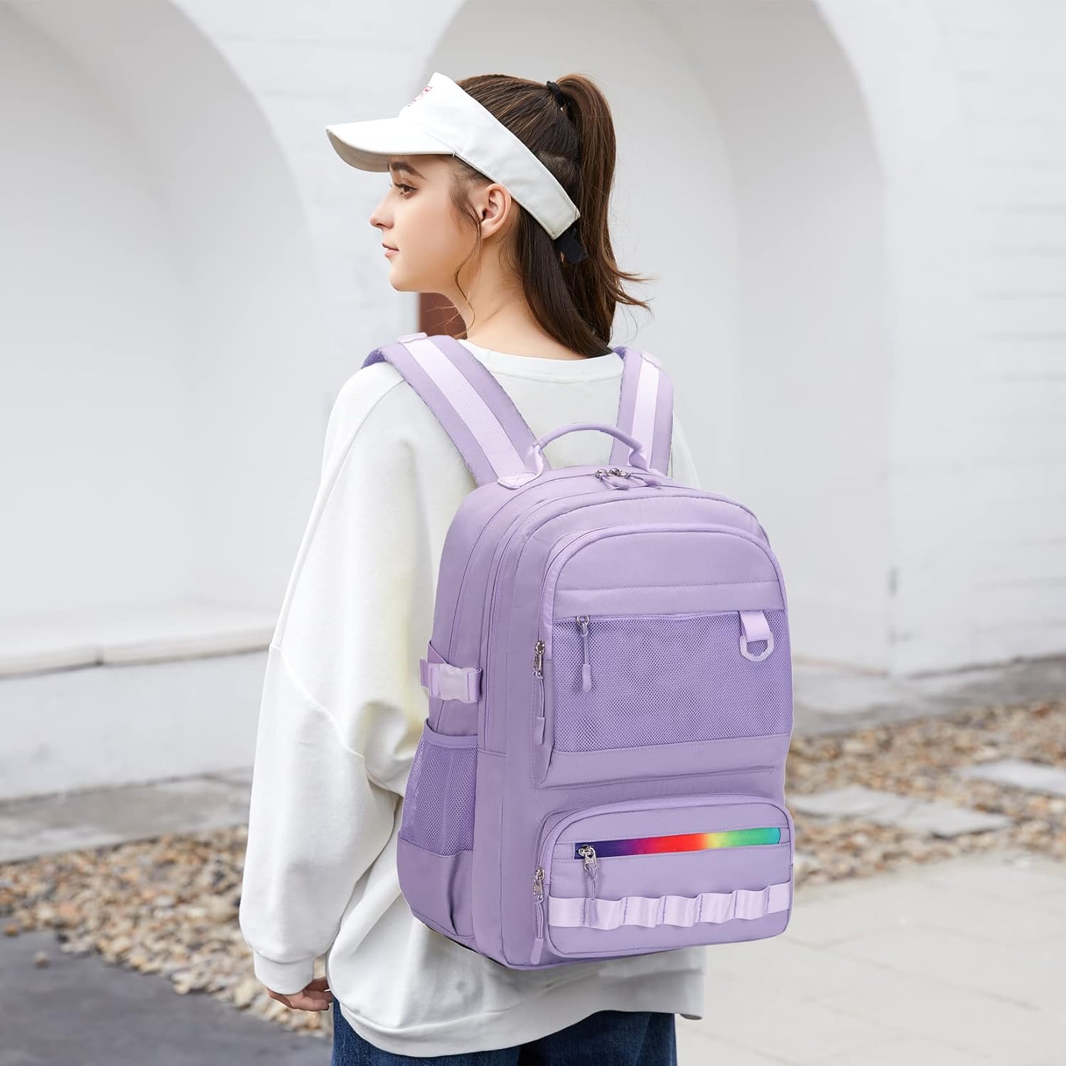 Lanola multi-function Hiking Travel Backpack For Teens Anti-Theft School College Students Bookbag For Women & Girls - Pink