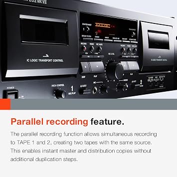 Tascam Double Cassette Deck Recorder with USB Port, Dual Cassette Deck
