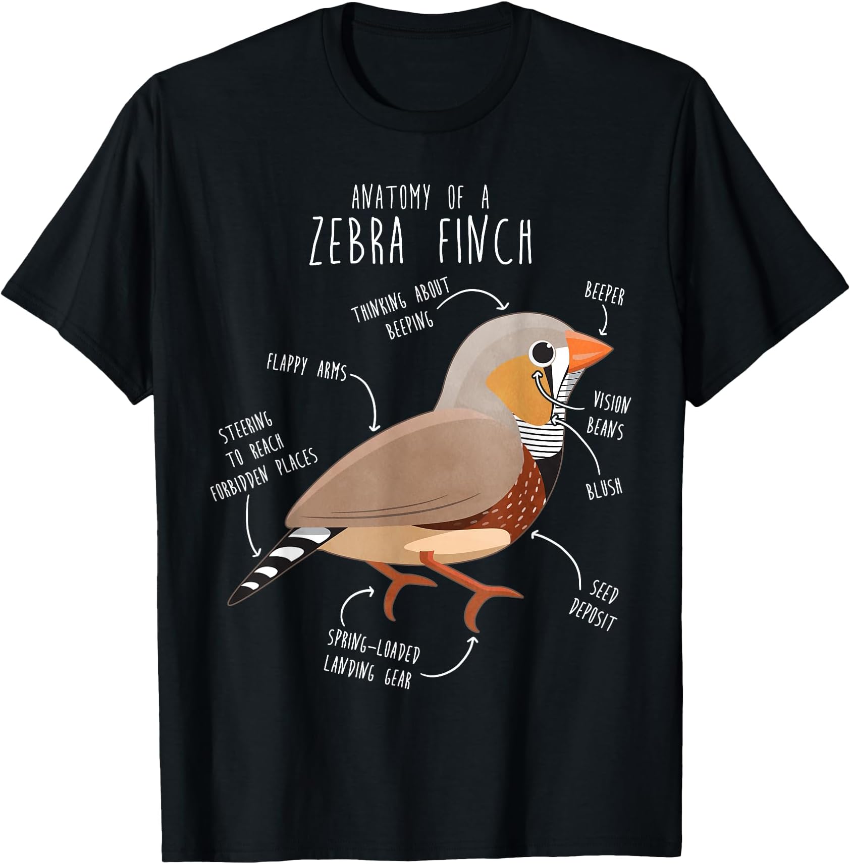 Zebra Finch Anatomy, Funny Cute Pet Bird Mom, Finch Dad T-Shirt