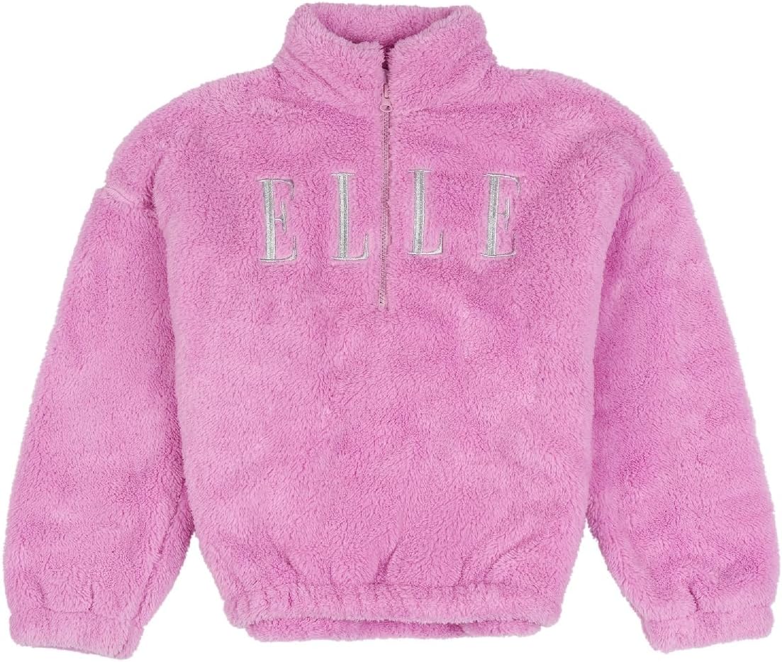 ELLE Girls' ELL0463Y6G Elle Teddy Half Zip Funnel Neck Orchid