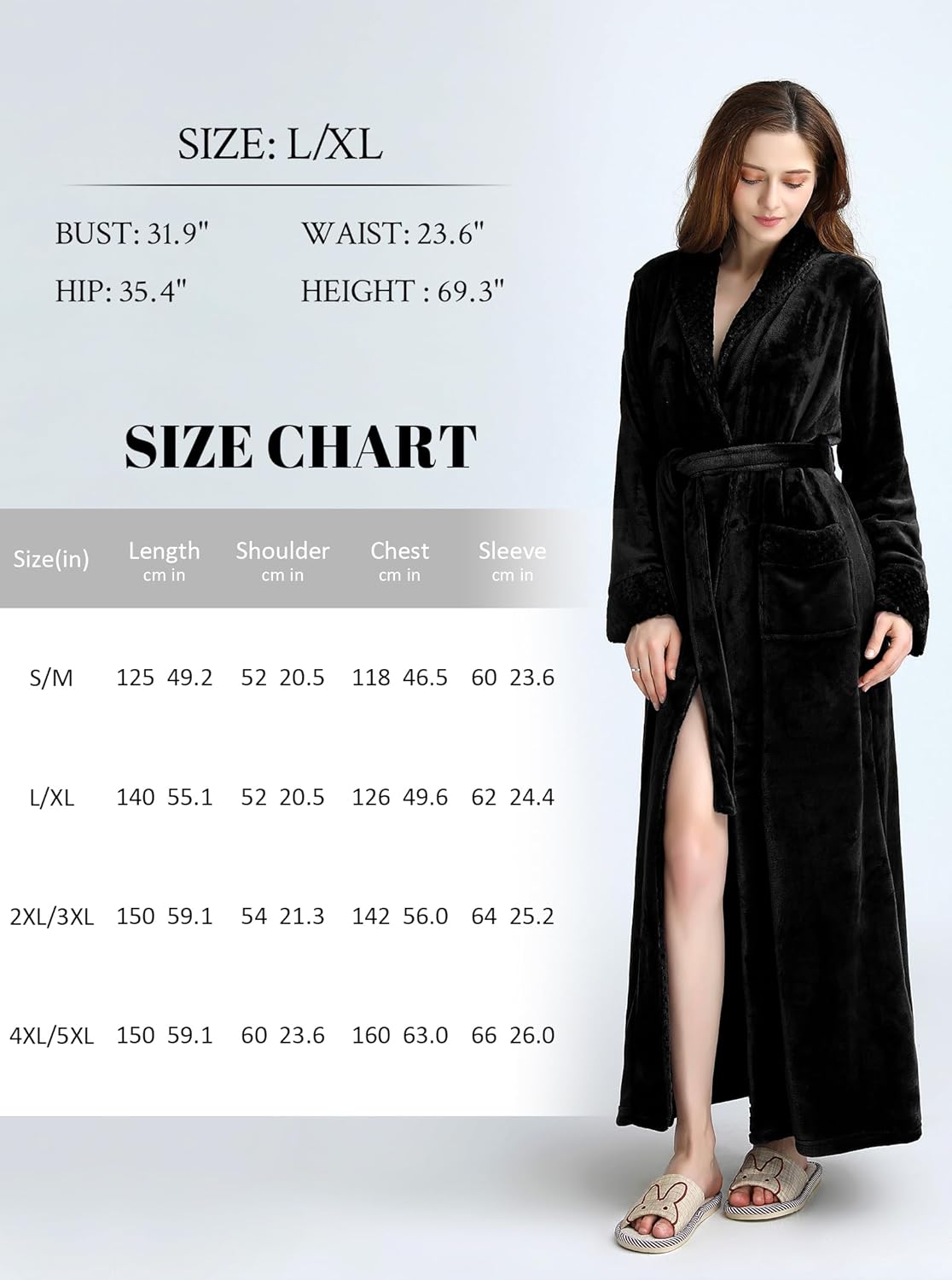 Artfasion Womens Long Fleece Robe - Warm Soft Floor Length Flannel Bathrobes for Winter Thicker Long House Coat with Pockets - Image 7